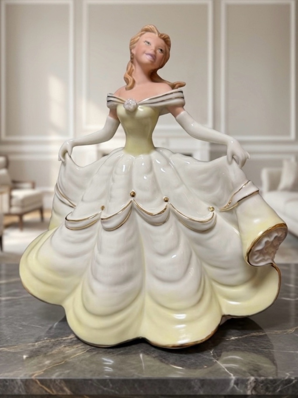 Lenox Disney Showcase “Belle” Beauty and the Beast Figurine 24K Gold Rare